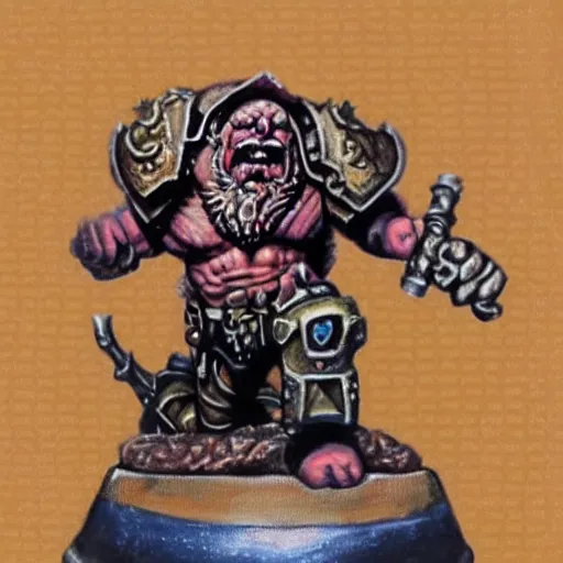 Image similar to chaos dwarf smith from warhammer fantasy : : head and torso oil painting