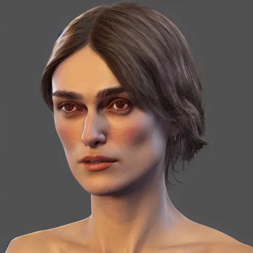 Prompt: highly detailed keira knightley 3 d render work in progress cgsociety zbrush mudbox