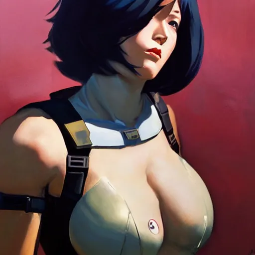 Image similar to greg manchess portrait painting of invisible armored motoko kusanagi as overwatch character, medium shot, asymmetrical, profile picture, organic painting, sunny day, matte painting, bold shapes, hard edges, street art, trending on artstation, by huang guangjian, gil elvgren, ruan jia, greg rutkowski, gaston bussiere