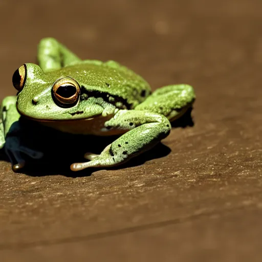 Prompt: photograph of a frog leaping up to eat the sun.