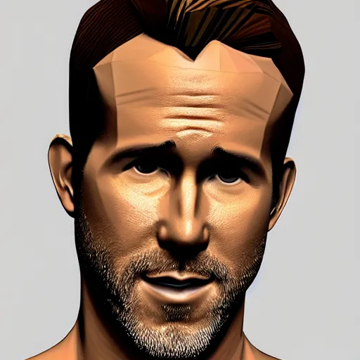 Image similar to low poly render of ryan reynolds