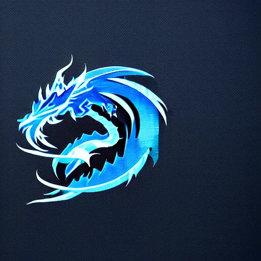 Prompt: dark dragon with blue flames, silky texture, gradient, minimalistic design, logo, aesthetic, 4 k, hd