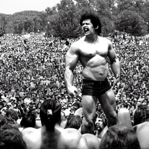 Image similar to hulk performing at woodstock