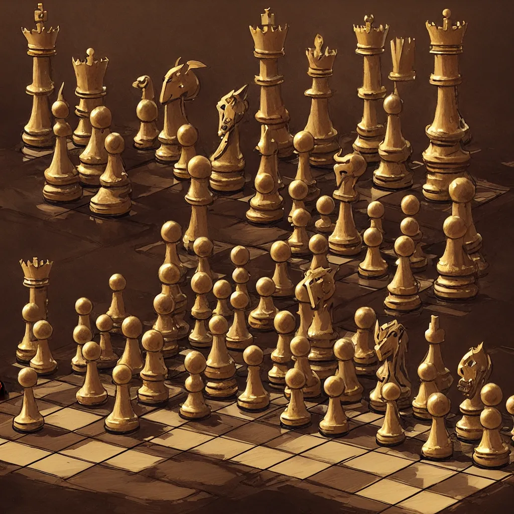 Image similar to fantasy set of chess pieces on chess board, studio shot, by gaston bussiere, anna nikonova aka newmilky, greg rutkowski, yoji shinkawa, yoshitaka amano, tsutomu nihei, muira, moebius, donato giancola, trending on artstation, featured on pixiv