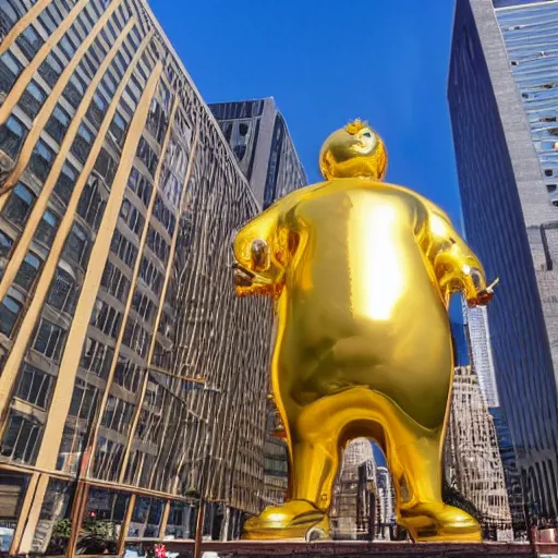 Image similar to huge golden burger statue in new york, photo