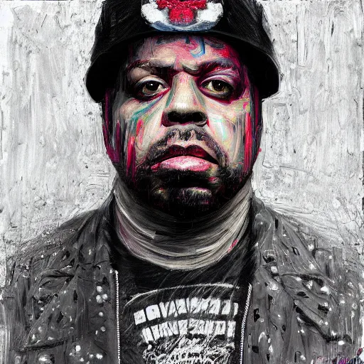 Image similar to detailed portrait of westside gunn, glitchcore, neo - impressionism, grayscale