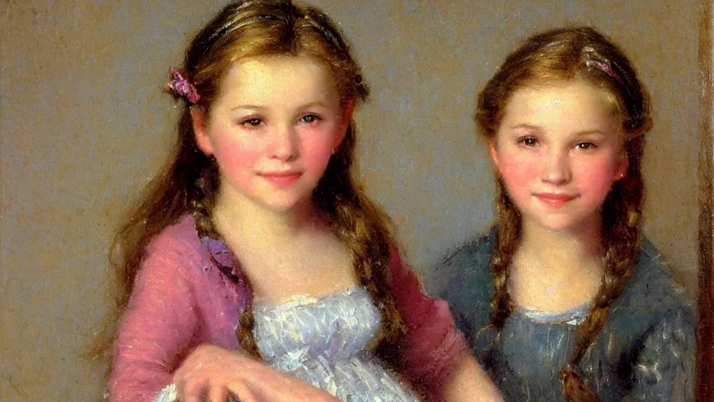 Prompt: A decent young girl portrait by Thomas Kinkade.