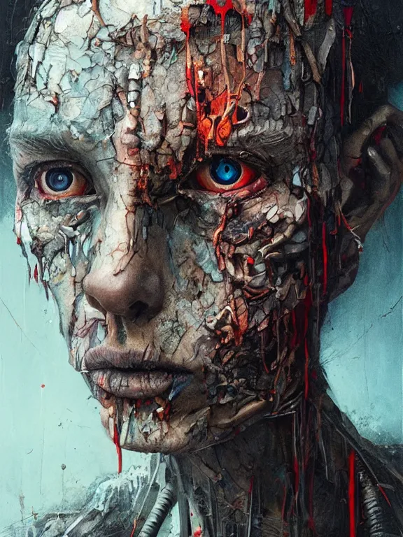 Prompt: art portrait of a wight , decaying,8k,by tristan eaton,Stanley Artgermm,Tom Bagshaw,Greg Rutkowski,Carne Griffiths,trending on DeviantArt,face enhance,hyper detailed,minimalist,cybernetic, android, blade runner,full of colour,