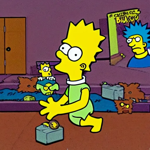 Prompt: bart simpson has summoned a demonic horror from the necronomicon detailed