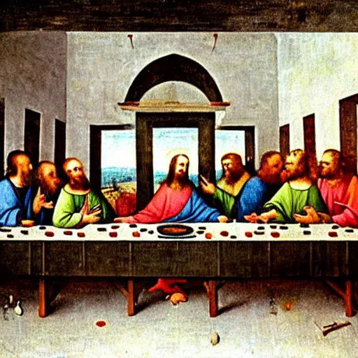 Image similar to The Last Supper painting by Hieronymus Bosch