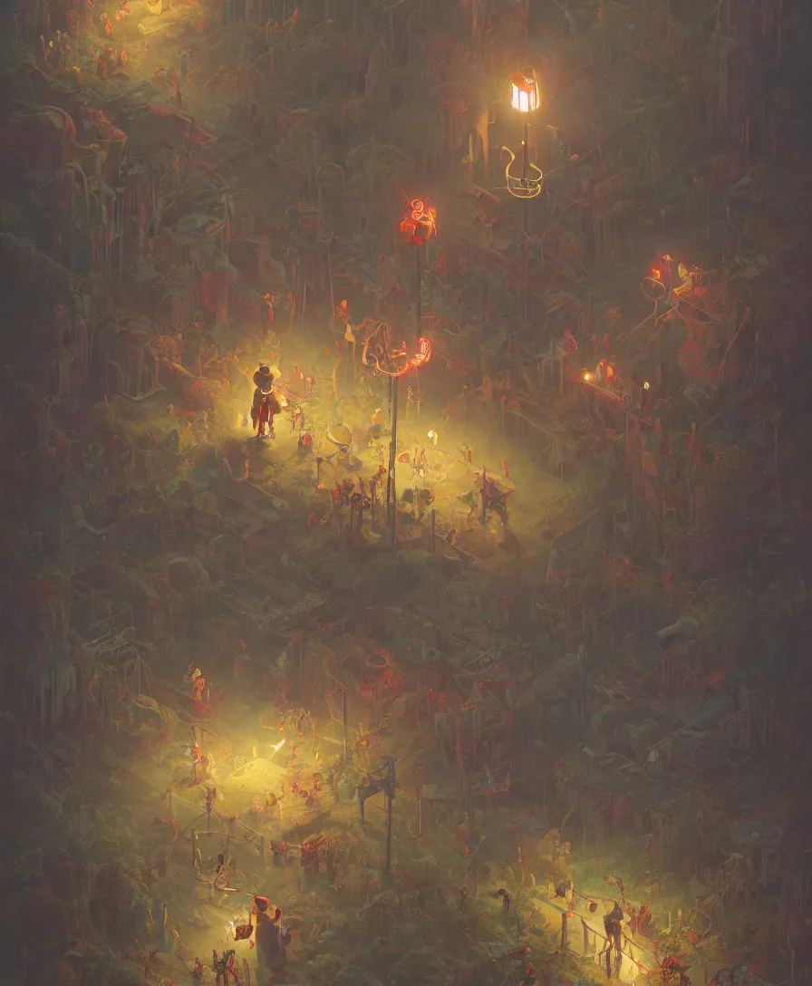 Prompt: clown afterlife, illustrated by Simon Stålenhag and Gaston Bussiere, 35mm lens, beautiful volumetric lighting style atmosphere, intricate, ultra detailed, photorealistic, trending on artstation 8k