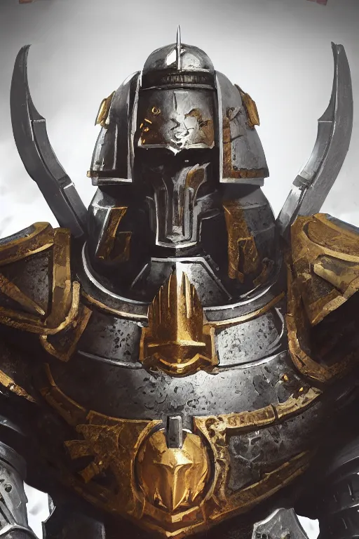 Image similar to armor portrait heros warhammer 4 0 k horus heresy fanart - the primarchs emperor by johannes helgeson animated with vfx concept artist & illustrator global illumination ray tracing hdr fanart arstation zbrush central hardmesh 8 k octane renderer comics stylized