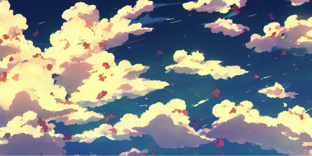 Image similar to A background for an anime-themed social media profile sky bright clouds bloom effect from Skyrim blender studio ghibli clouds