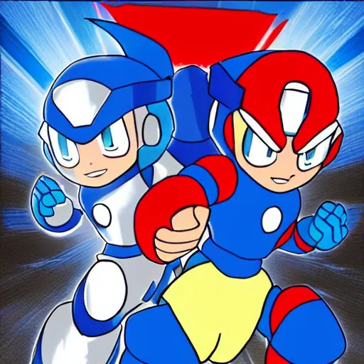 Prompt: mega man vs maga man real