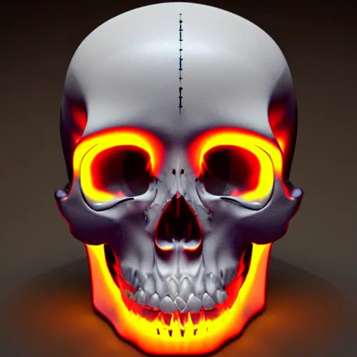 Image similar to real human skull with digital light eyes