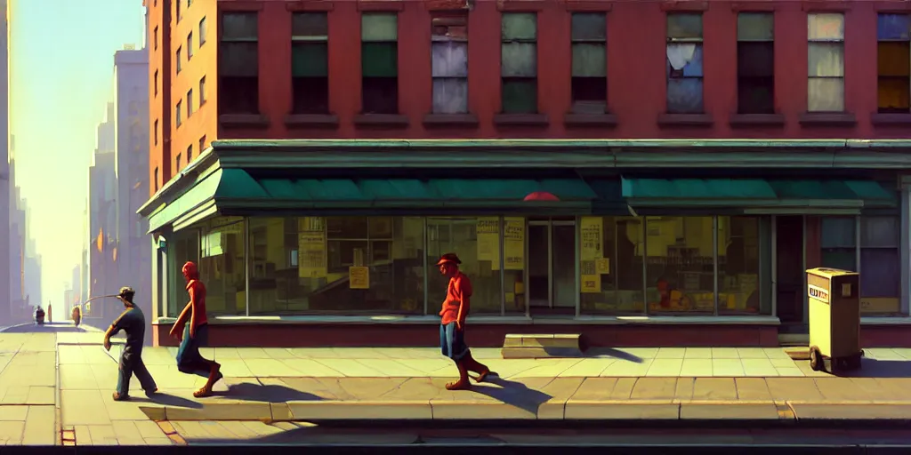 Image similar to empty residential building with owned by bank sign and homeless people outside on a street in a cardboard box on a curb in a modern big city by Craig Mullins, ilya kuvshinov, krenz cushart, artgerm trending on artstation by Edward Hopper and Dan Mumford and WLOP and Rutkovsky, Unreal Engine 5, Lumen, Nanite