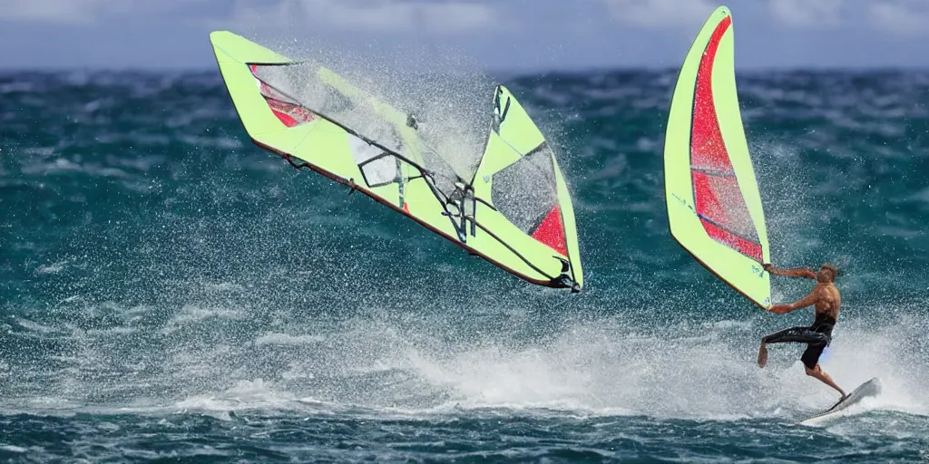 Prompt: kristoffer egeberg windsurfing in hawaii