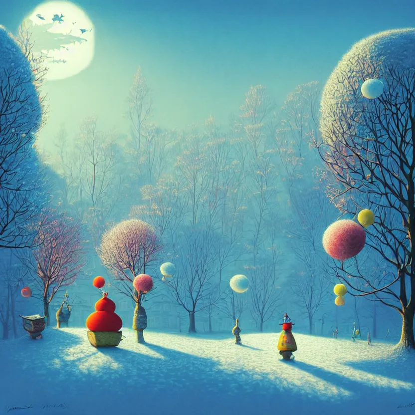 Prompt: snow ball, summer morning, very coherent and colorful high contrast, art by! gediminas pranckevicius! geof darrow, pastel color, volumetric lighting, cinematic, floralpunk screen printing woodblock, dark shadows, hard lighting, stippling art