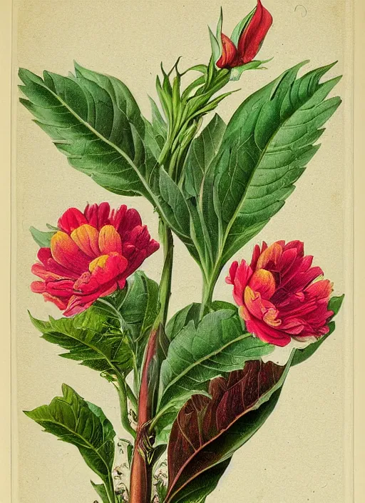 Prompt: fantasy scientific botanical illustration of colorful flower with a large, smiling mouth as a flower