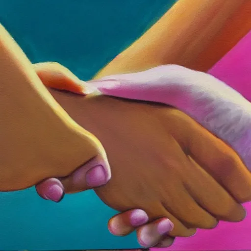Prompt: a beautiful painting of a handshake