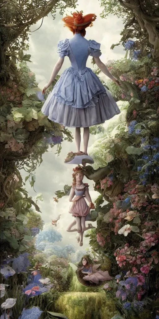 Image similar to Alice in wonderland, masterpiece by Edgar Maxence and Ross Tran and Michael Whelan, gustav dore, 8k, octane render