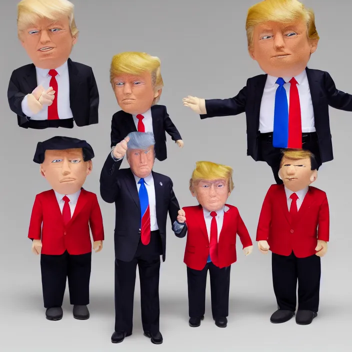 Prompt: donald trump, an plush of donald trump, plush, detailed product photo, detailed and well - designed