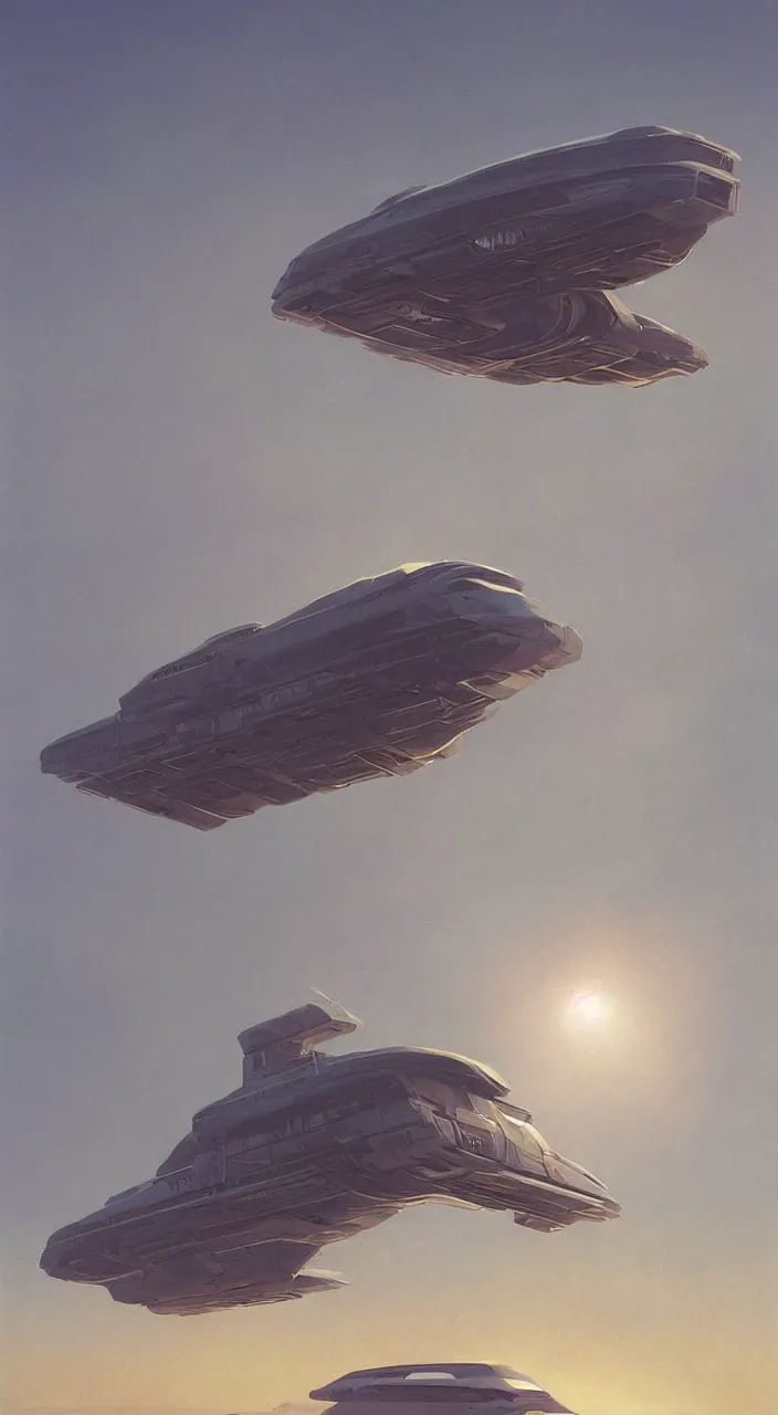 Image similar to wide shot of a tall and thin monolithic spaceship hovering vertically in the air 6 feet above a cornfield, late afternoon, golden hour, highly detailed, smooth, sharp focus, concept art by greg rutkowski and syd mead