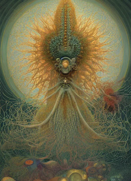 Image similar to abiogenesis, by ernst haeckel and agostino arrivabene and robert hooke and joaquin sorolla, rule of thirds, antediluvian, vivid colours, atmospheric, digital painting, artstation, concept art, smooth, soft focus, negative space, illustration, digital painting