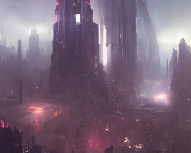 Image similar to great city at the end of time after the Great Warping, a sci-fi digital painting by Greg Rutkowski and James Gurney, trending on Artstation