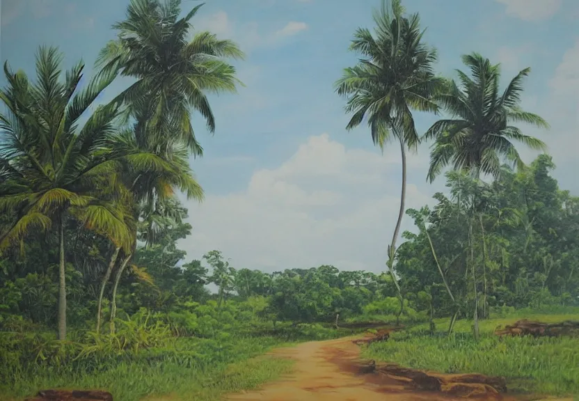 Image similar to sri lankan landscape, painting by david paynter,