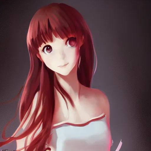 Image similar to a girl, white sundress, red scissors, anime art, smooth, hd, pixiv, artstation