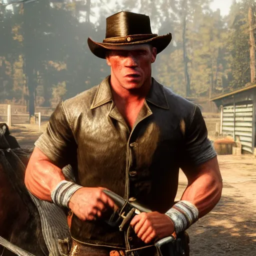 Image similar to John Cena in red dead redemption 2 4K detail