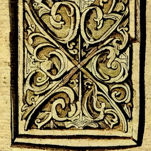 Image similar to medieval old book drawing ornaments