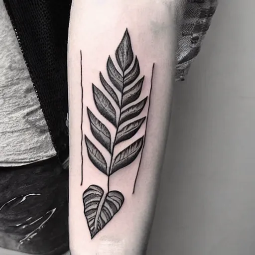 Prompt: a black line drawn tattoo of a monsters deliciosa leaf and a alocasia zebrina leaf, intricate details, ornamental, elegant, symmetrical!! symmetrical - tatoo!!