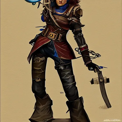 Image similar to robotic swashbuckler, science fiction, female pirate, fantasy, d & d, concept art, sharp focus, illustration, character art,