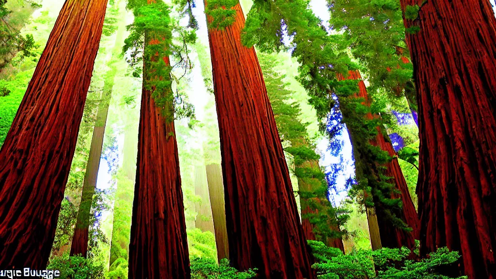 Prompt: San Francisco intertwined with Redwoods; by Klaus Bürgle; Location: San Francisco, California;