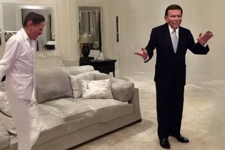 Image similar to kenneth copeland transforming into satin leaked photo, ultra realistic