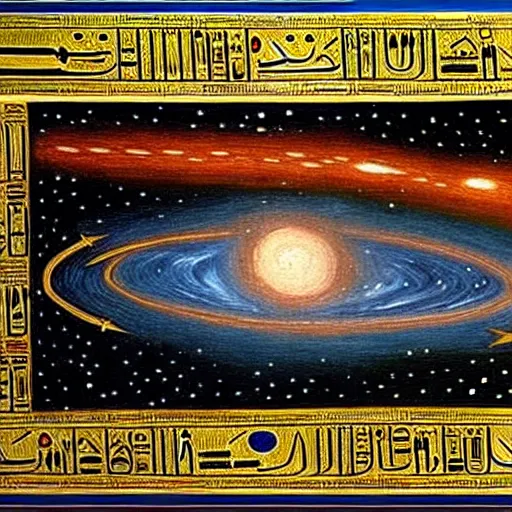 Image similar to creation of the universe, egyptian painting