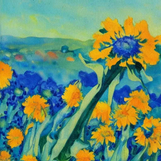 Prompt: painting of a corn flower by Emil Nolde