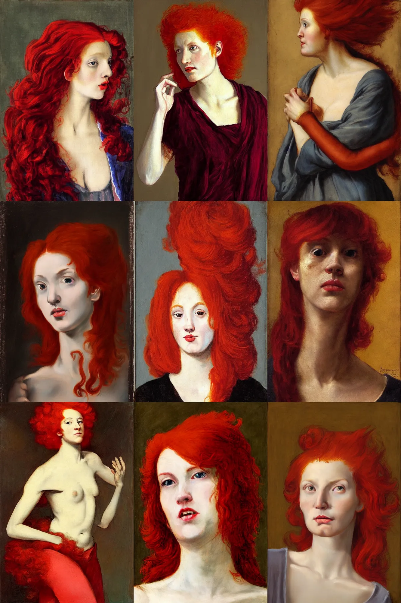 Prompt: Woman with red hair, baroque painting