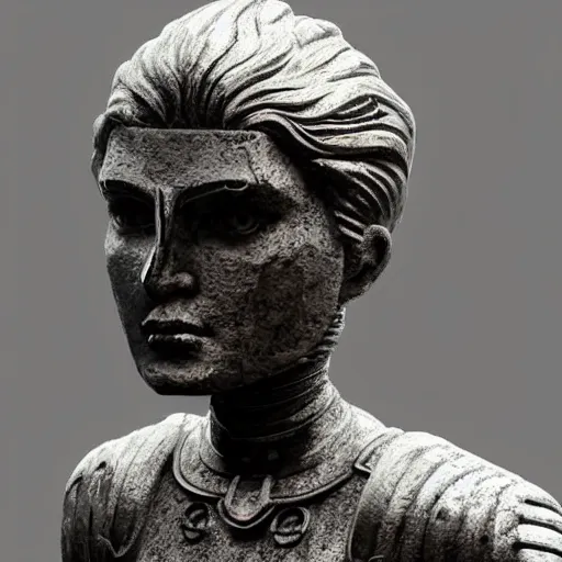 Image similar to robot statue in the style of Greek statues, very detailed, intricate detail,