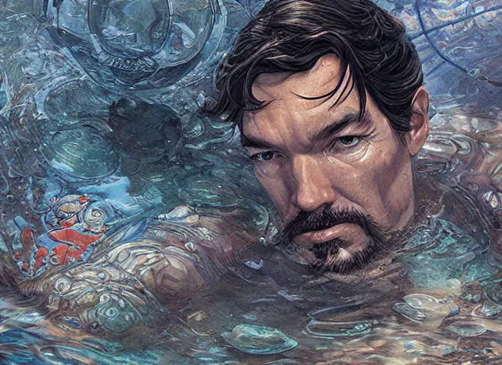 Image similar to a highly detailed underwater portrait of stephen strange, james gurney, james jean