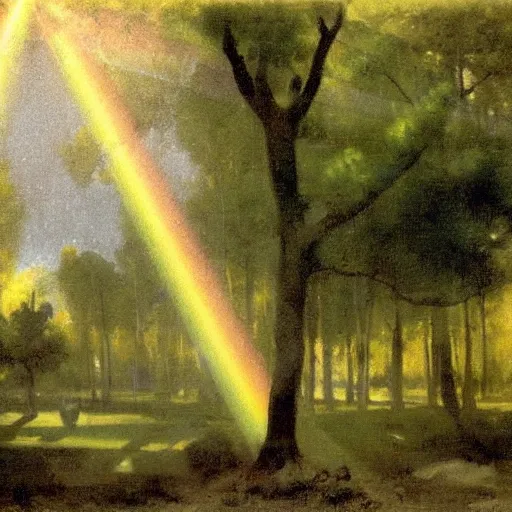 Image similar to rays of light diffracted through prism, by camille corot