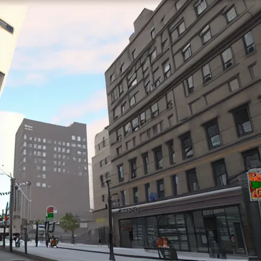 Prompt: render of google street view downtown Winnipeg, Highly Detailed, Unreal engine 5, HD, 8k, GTX 3090
