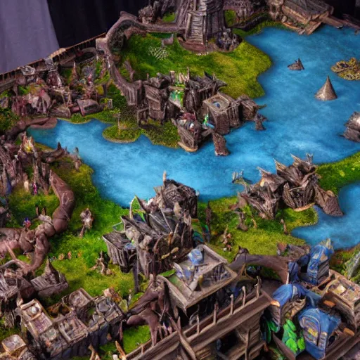 Prompt: a award winning closeup photo of a stopmotion animation filming set of warcraft's entire map