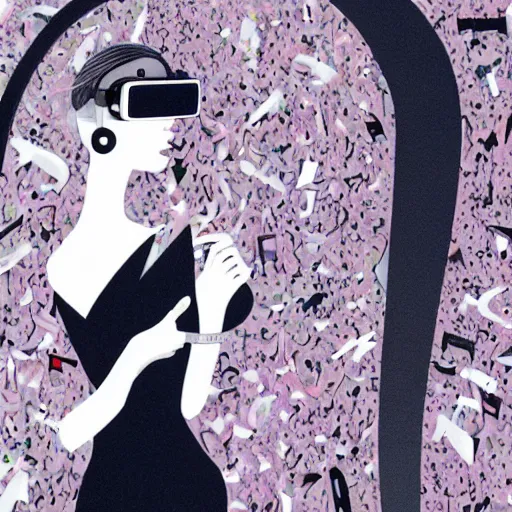 Image similar to a woman in a virtual reality system, illustration for dior by stina persson and yoshitaka amano