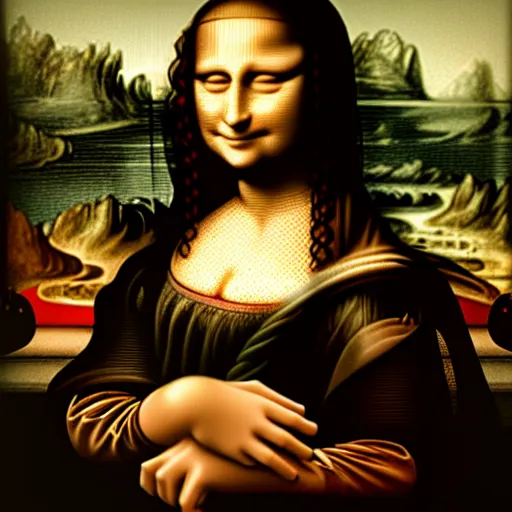 Image similar to The Mona Lisa giving the middle finger.