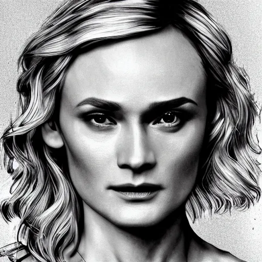 Image similar to fatally beautiful face helen of Troy/Diane Kruger, dynamic lighting, cinematic, establishing shot, extremely high detail, shining, photo realistic, cinematic lighting, intricate line drawings, 8k resolution