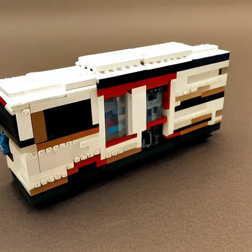 Prompt: walter white rv lego box realistic