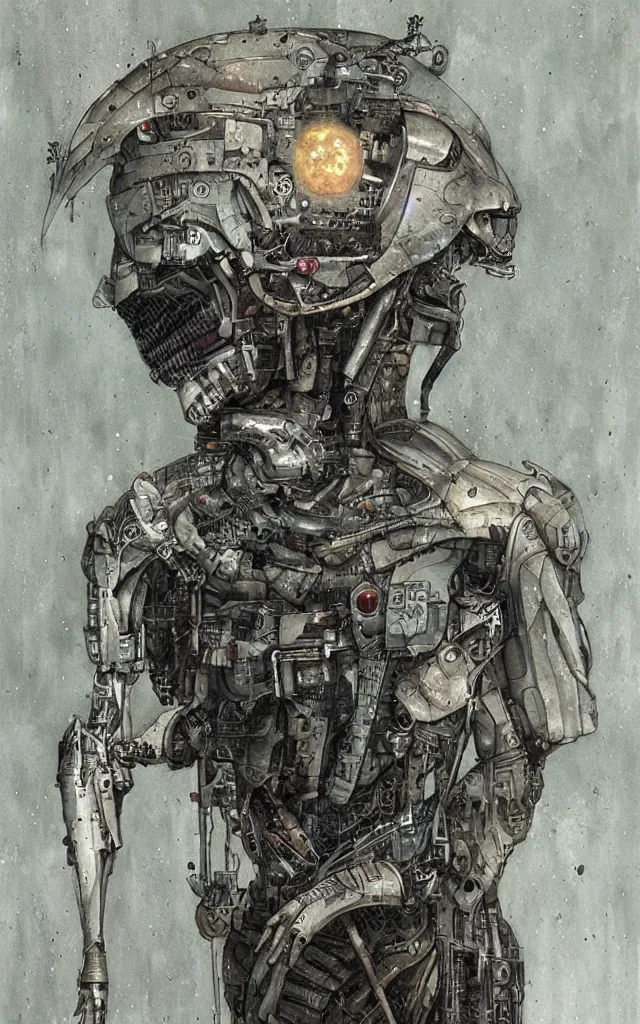 Image similar to futurist cyborg knight, perfect future, award winning art by santiago caruso